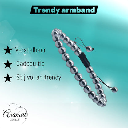 Verstelbaar Hematiet Armband natuursteen - Aramat Jewels - Armbanden - cadeautip