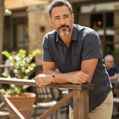 Verstelbare Armband Oranje Gestreept Agaat - Aramat Jewels - Armbanden - cadeautip