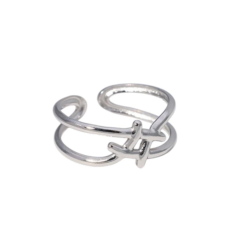 Verstelbare Ring - Vierkant met Lijnen - One Size - ring244 - 161800 - Ringen kopen