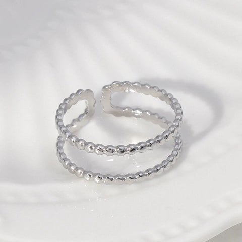 Verstelbare RVS Ring met Dubbele Bolletjeslijn (7 mm) - Aramat Jewels - Ringen - cadeautip