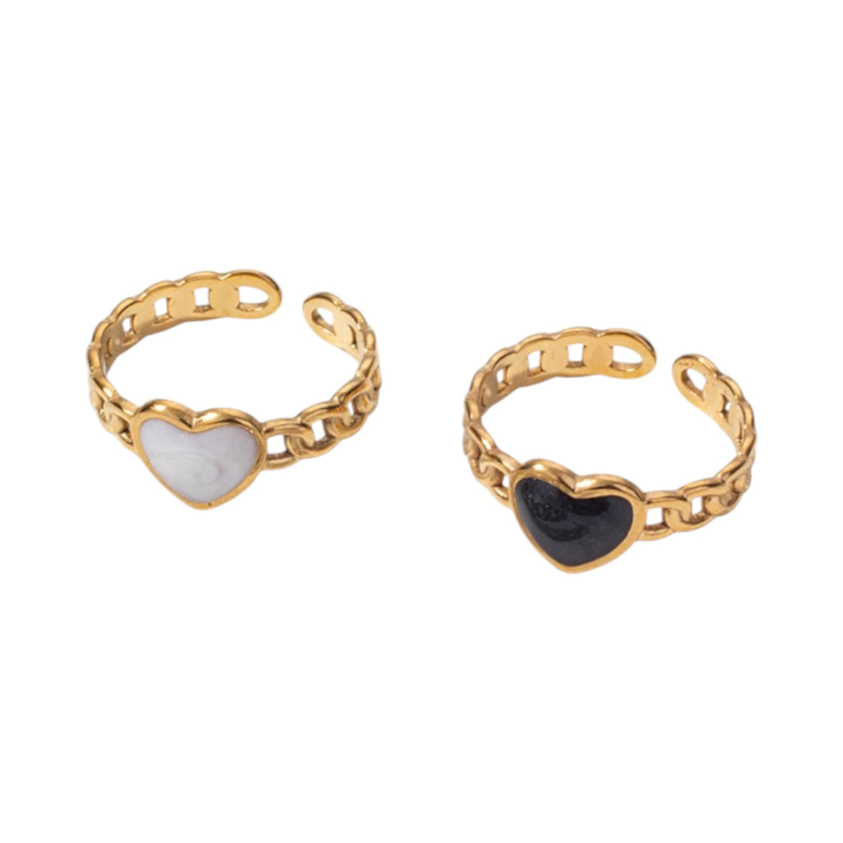 Verstelbare RVS Ring met Emaille Hartje - Goudkleur (8 mm) - Aramat Jewels - Ringen - cadeautip
