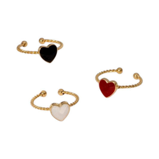 Verstelbare RVS Ring met Emaille Hartje - Goudkleur (8,5 mm) - Aramat Jewels - Ringen - cadeautip