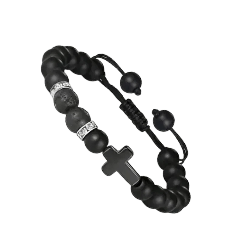 Verstelbare Zwarte Armband Met Lavasteen - Aramat Jewels - Armbanden - cadeautip