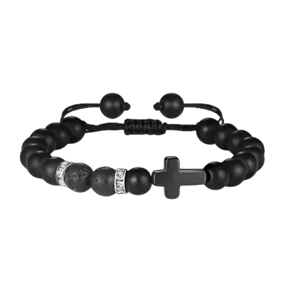 Zwarte siliconen armband met zwarte kralen