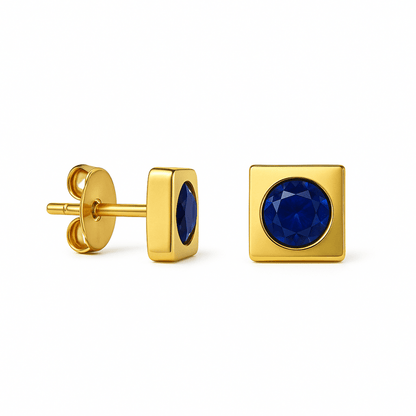 Vierkante oorbellen met donkerblauwe zirkonia – 6 mm - oor2785 - XE71676 - Oorbellen kopen# - 6mm - alles - blauw