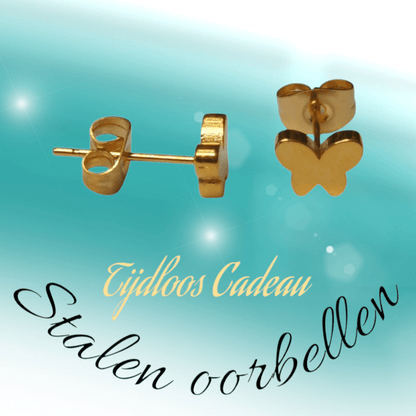 Vlinder oorstekers goudkleur 7x5mm – RVS - Aramat Jewels - Oorbellen - cadeautip