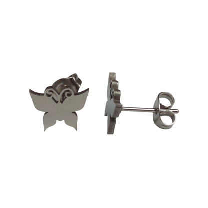 Vlinder oorstekers staal – zilverkleur 8x10mm dicht - Aramat Jewels - Oorbellen - cadeautip