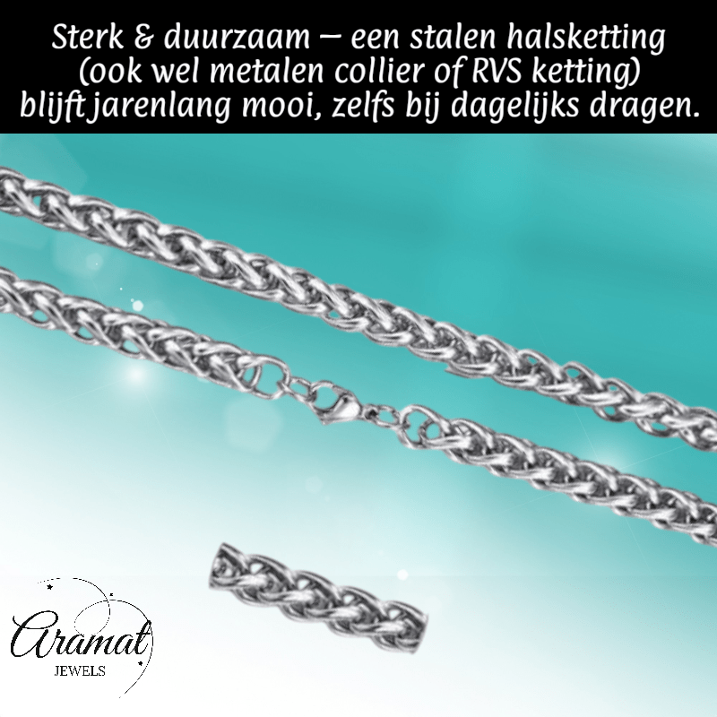 Vossenstaart Halsketting RVS 70 cm – 7 mm - Aramat Jewels - Halskettingen - cadeautip