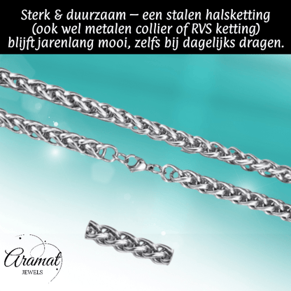 Vossenstaart Halsketting RVS 70 cm – 7 mm - Aramat Jewels - Halskettingen - cadeautip