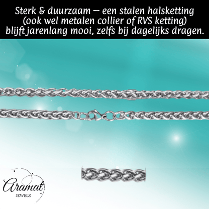 Vossenstaart Halsketting RVS 75 cm – 6 mm - Aramat Jewels - Halskettingen - cadeautip
