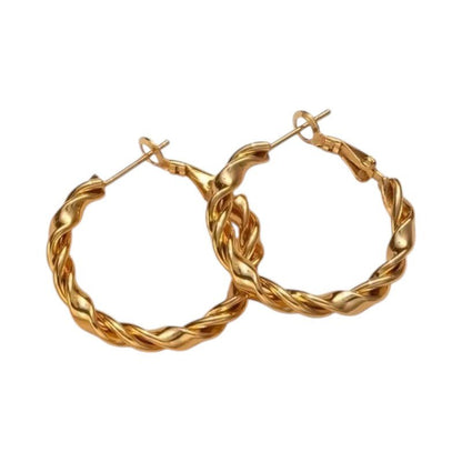 Wikkel Oorringen RVS Goudkleurig – 30mm – Brede & Smalle Baan - oor6316 - 528901 - Oorringen kopen# - 30mm - alles - cadeau