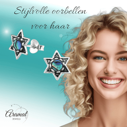 Zilveren Abalone Steroorbellen 10x9 mm - oor981 - 30784 - Oorbellen kopen# - 10mm - 925 Zilver - Abalone