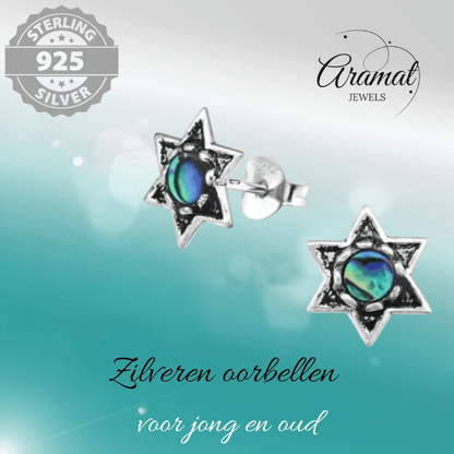 Zilveren Abalone Steroorbellen 10x9 mm - oor981 - 30784 - Oorbellen kopen# - 10mm - 925 Zilver - Abalone