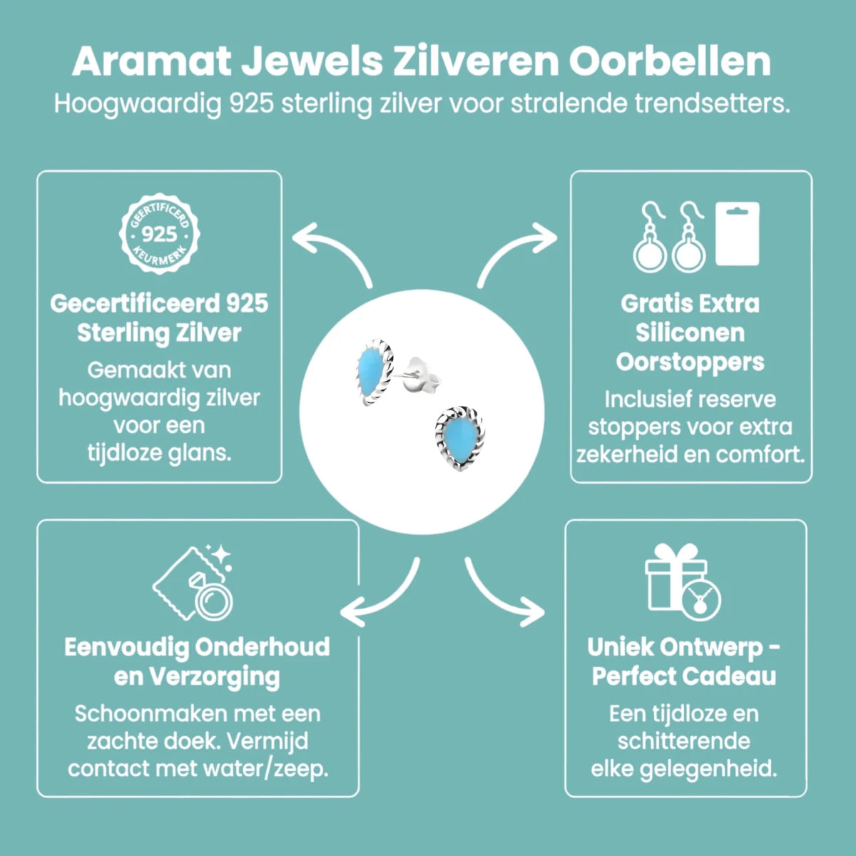 Zilveren Bali Druppel Oorbellen – Blauw Emaille – 8x6mm - Aramat Jewels - Oorbellen - cadeautip