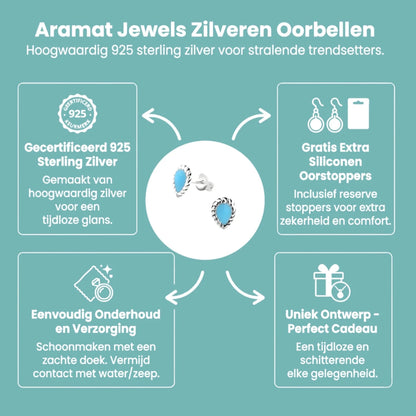 Zilveren Bali Druppel Oorbellen – Blauw Emaille – 8x6mm - Aramat Jewels - Oorbellen - cadeautip