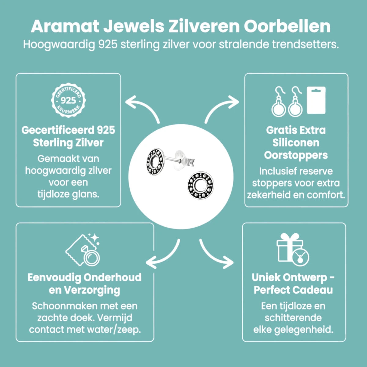 Zilveren Bali Oorbellen Rond - Open Cirkel - Aramat Jewels - Oorbellen - cadeautip