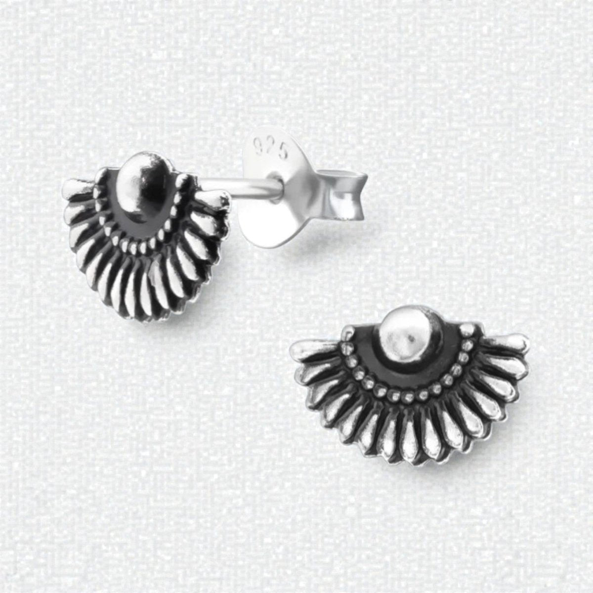 Zilveren Bali Oorbellen Waaier - Antieklook - Aramat Jewels - Oorbellen - cadeautip
