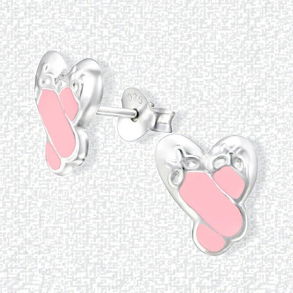 Zilveren Balletschoen Oorbellen – 925 Zilver & Roze Emaille - Aramat Jewels - Oorbellen - cadeautip