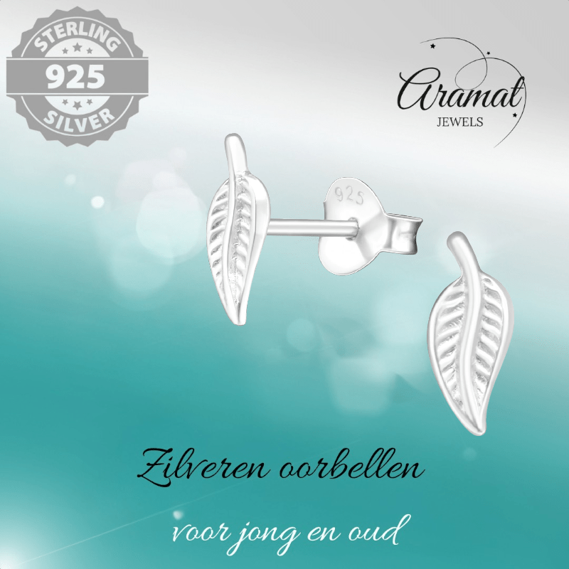 Zilveren Blaadje Oorbellen – 9x4mm - Aramat Jewels - Oorbellen - cadeautip