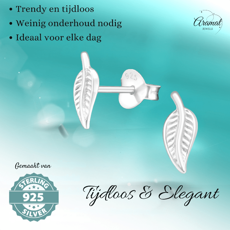 Zilveren Blaadje Oorbellen – 9x4mm - Aramat Jewels - Oorbellen - cadeautip