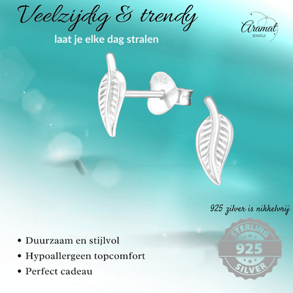 Zilveren Blaadje Oorbellen – 9x4mm - Aramat Jewels - Oorbellen - cadeautip