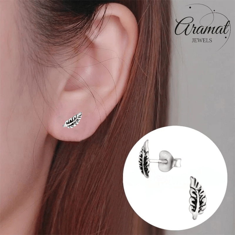 Zilveren Blaadje Oorbellen Antieklook – 8x3mm - Aramat Jewels - Oorbellen - cadeautip