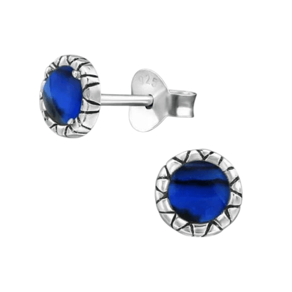 Zilveren Blauwe Abalone Oorbellen 5 mm - oor2885 - 30950 - Oorbellen kopen# - 5mm - 925 Zilver - Abalone