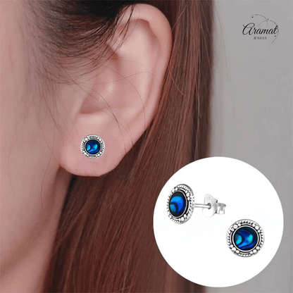 Zilveren Blauwe Abalone Oorbellen 8 mm - oor4476 - 30902 - Oorbellen kopen# - 8mm - 925 Zilver - Abalone