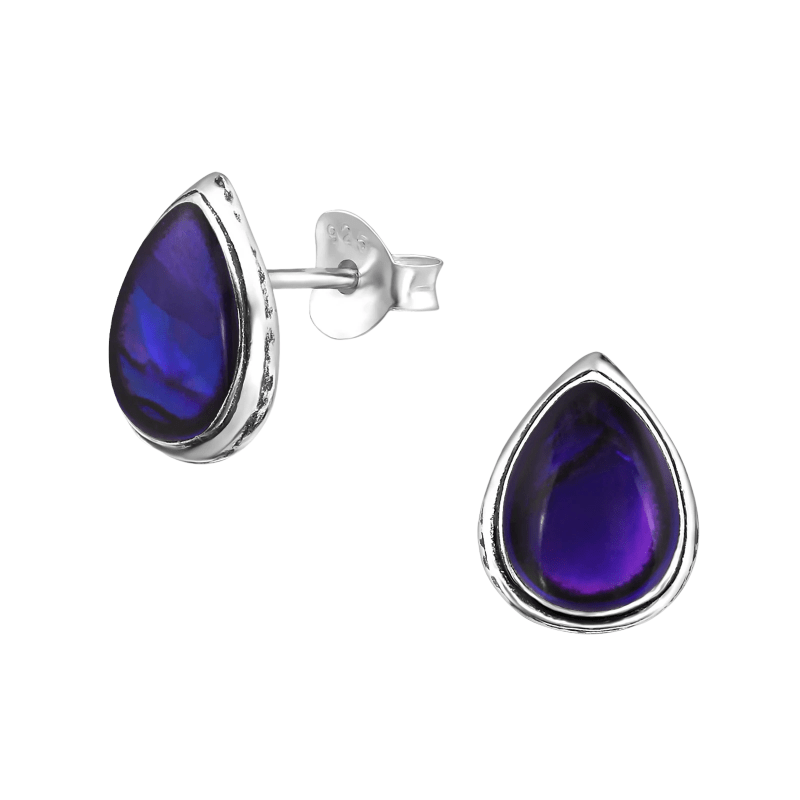 Zilveren Druppel Oorbellen Abalone 10x8 mm - oor876 - 30899 - Oorbellen kopen# - 10mm - 925 Zilver - Abalone