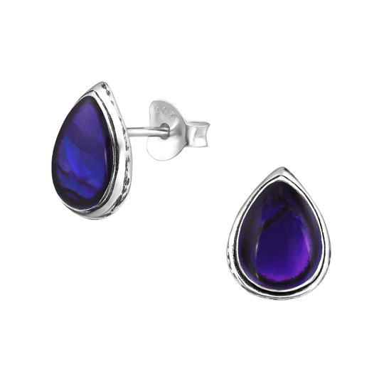 Zilveren Druppel Oorbellen Abalone 10x8 mm - oor876 - 30899 - Oorbellen kopen# - 10mm - 925 Zilver - Abalone