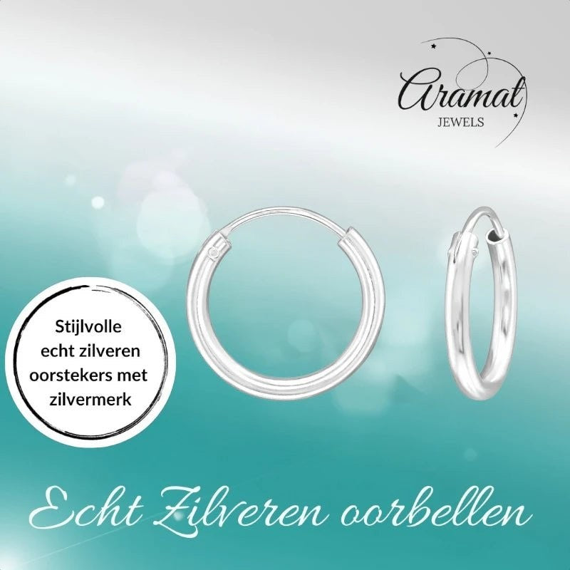 Zilveren Dunne Huggies Oorringen - 16mm - oor545 - 552 - Oorringen kopen# - 16mm - 925 Zilver