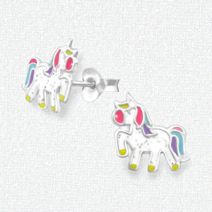 Zilveren Eenhoorn Oorbellen - Glitter Cadeautje Meisje - Aramat Jewels - Oorbellen - cadeautip