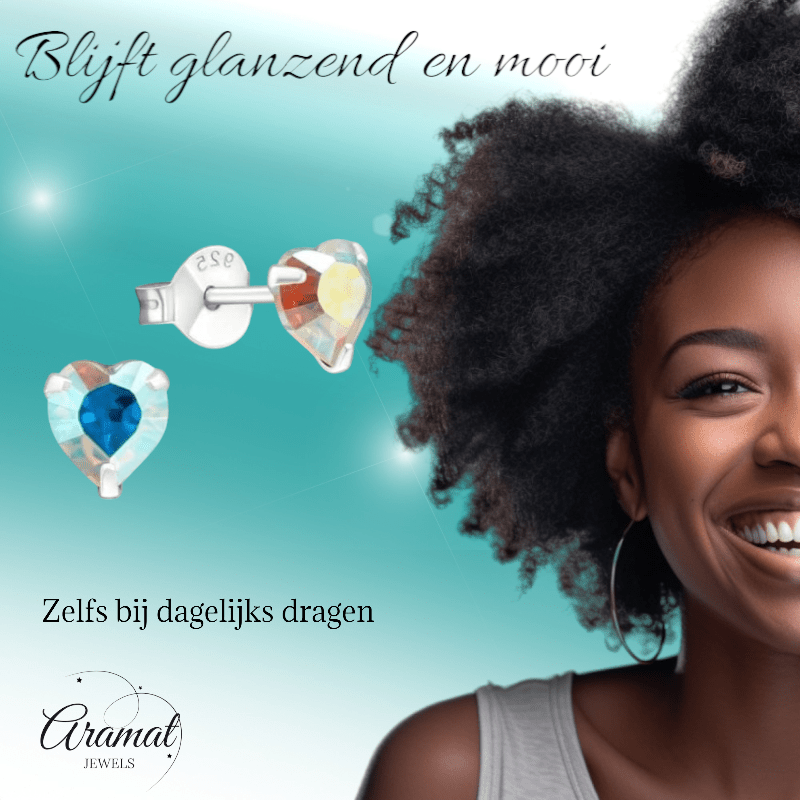 Zilveren Hartjes Oorstekers AB 5 mm - oor4280 - 24394 - Oorbellen kopen# - 5mm - 925 Zilver - AB