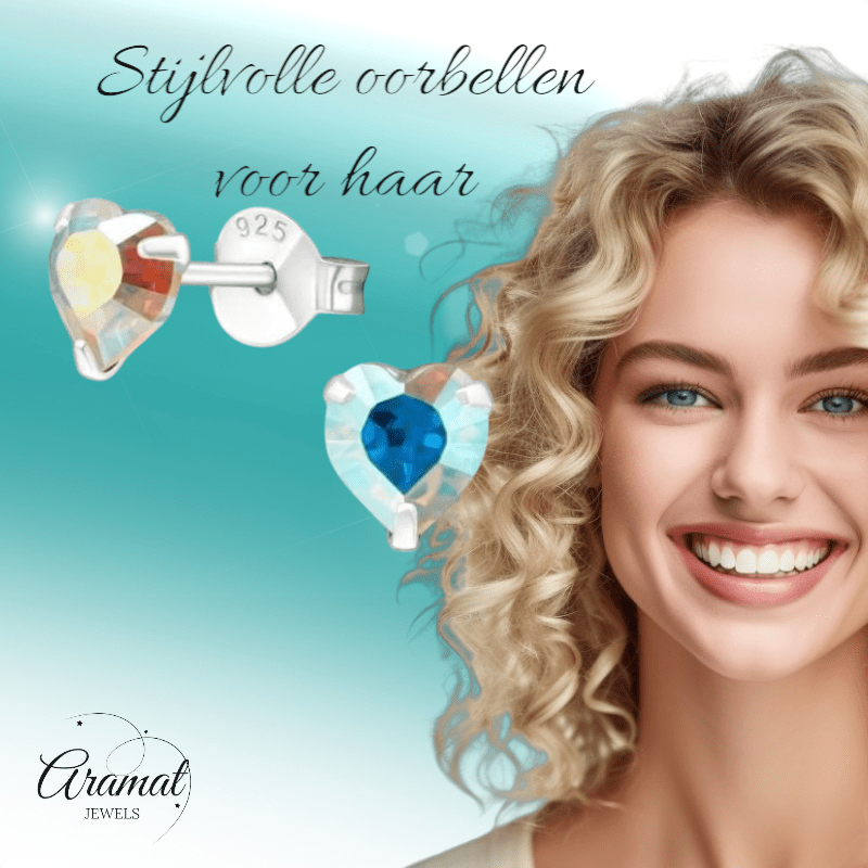 Zilveren Hartjes Oorstekers AB 5 mm - oor4280 - 24394 - Oorbellen kopen# - 5mm - 925 Zilver - AB