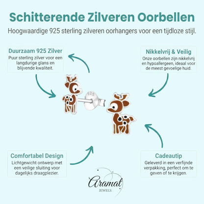 Zilveren Hertje Oorbellen - Dierenontwerp - Aramat Jewels - Oorbellen - cadeautip