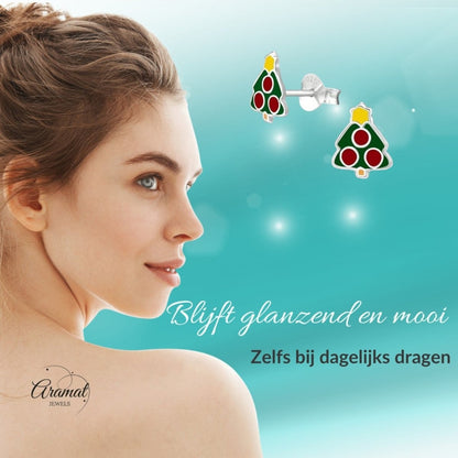 Zilveren Kerstboom Oorbellen van Aramat Jewels® - Aramat Jewels - Oorbellen - cadeautip