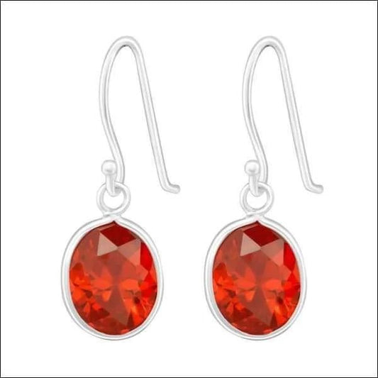 Sterling zilveren oorbellen met rood kristal
