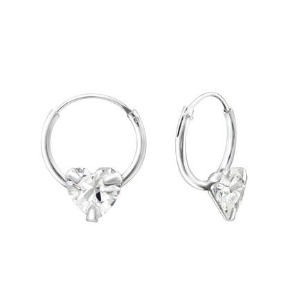 Zilveren Kinder Oorringen - Hartjes Zirkonia - 12mm - oor460 - 20311 - Oorringen kopen# - 12mm - 925 Zilver