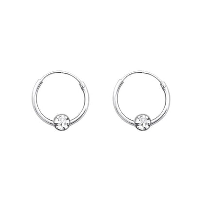 Zilveren Kinder Oorringetjes - Transparant Kristal - 10mm - oor459 - 825 - Oorringen kopen# - 10mm - 925 Zilver