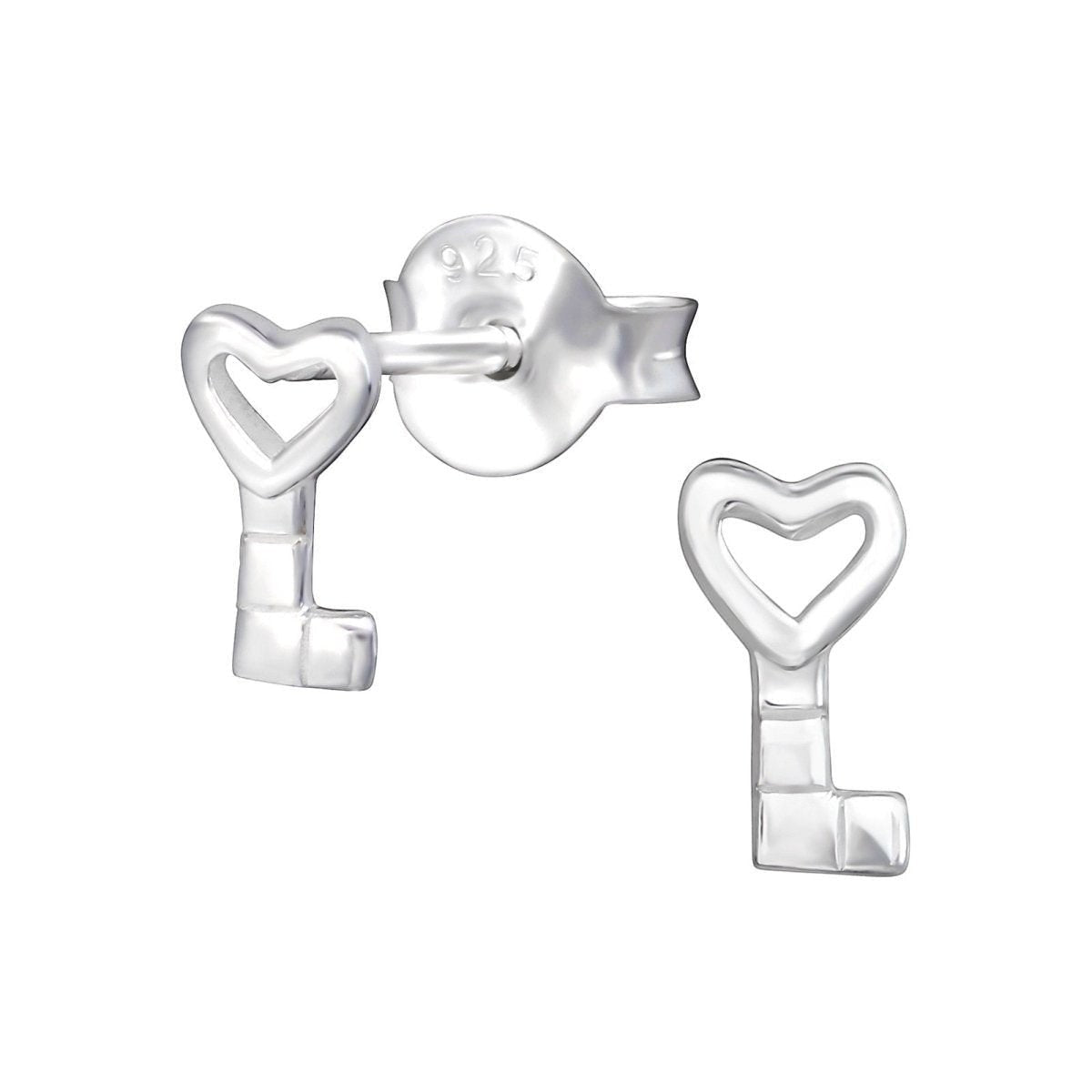 Zilveren Kinderoorbellen Sleutel 6x4mm - Aramat Jewels - Oorbellen - cadeautip