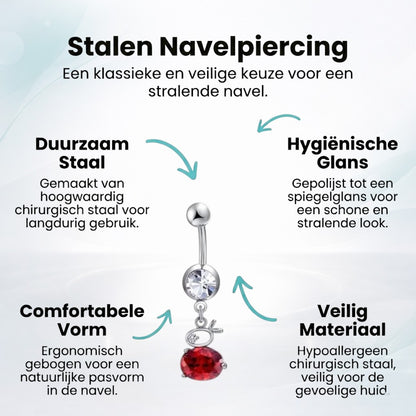 Zilveren Konijntje Navelpiercing met Zirkonia