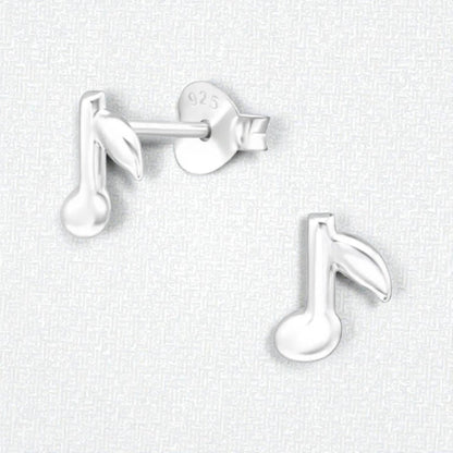 Zilveren Muzieknoot Oorstekers 7×6 mm - Aramat Jewels - Oorbellen - cadeautip