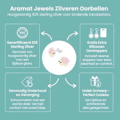 Zilveren Oorbellen Egel - Schattige Dieren Oorbellen - Aramat Jewels - Oorbellen - cadeautip