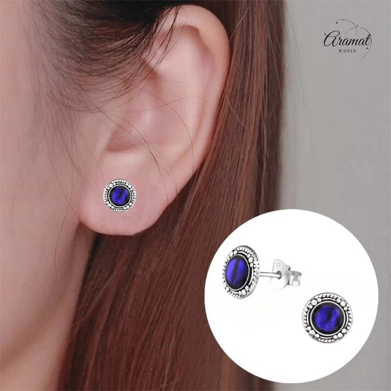 Zilveren Paarse Abalone Oorbellen 8 mm dames - oor978 - Oorbellen kopen# - 8mm - 925 Zilver - Abalone