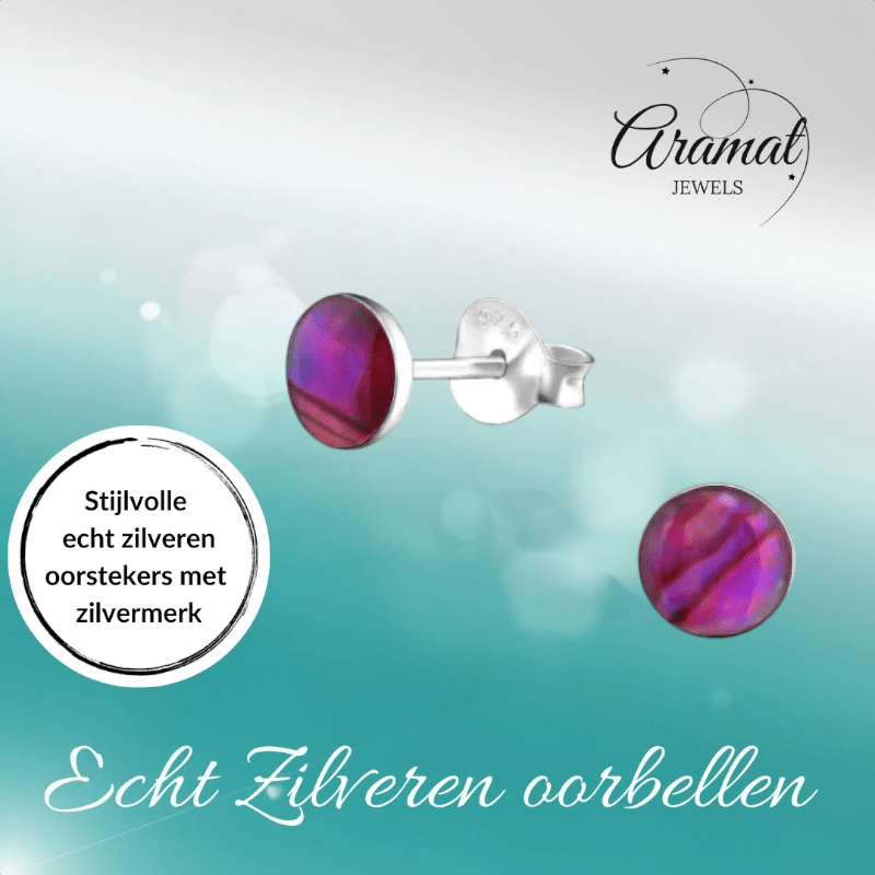 Zilveren Roze Abalone Oorbellen 5.5 mm - oor5217 - 30895 - Oorbellen kopen# - 5.5mm - 925 Zilver - Abalone