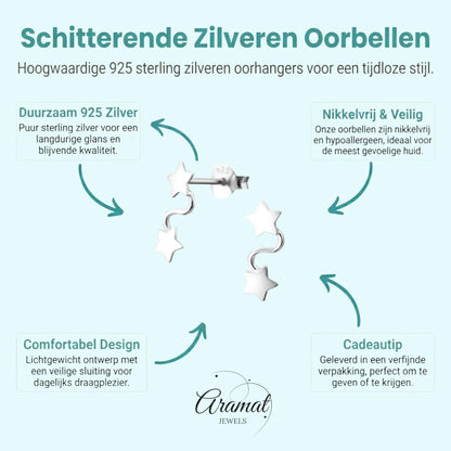 Zilveren Ster Oorbellen 11x5mm - Aramat Jewels - Oorbellen - cadeautip