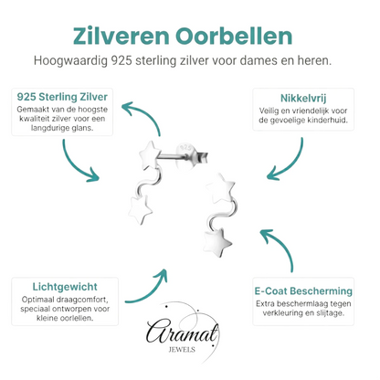 Zilveren Ster Oorbellen 11x5mm - Aramat Jewels - Oorbellen - cadeautip