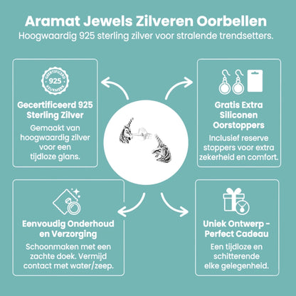 Zilveren Unicorn Oorbellen geoxideerd - Cadeau Tip - Aramat Jewels - Oorbellen - cadeautip