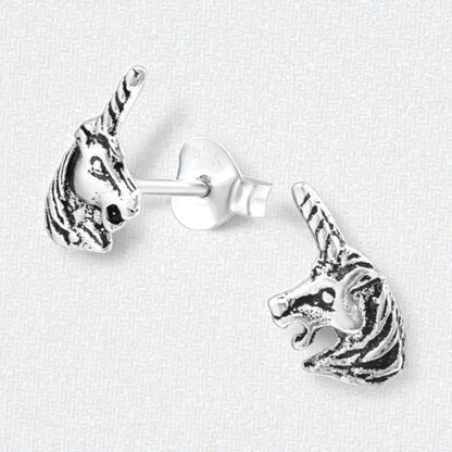 Zilveren Unicorn Oorbellen geoxideerd - Cadeau Tip - Aramat Jewels - Oorbellen - cadeautip