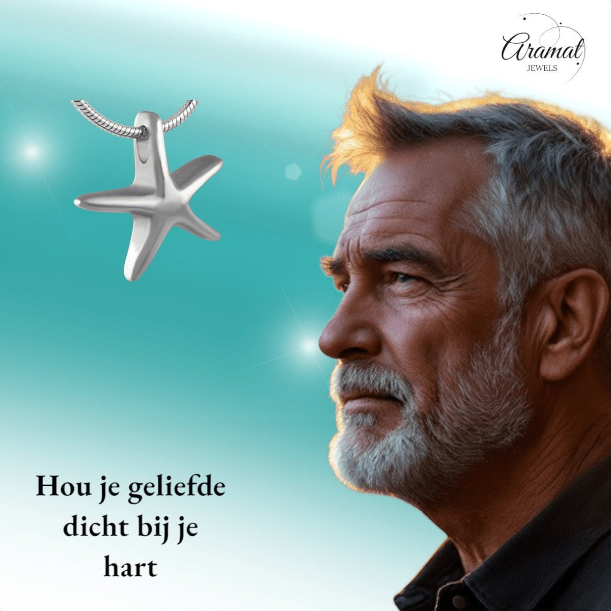 Zilverkleurige ashanger zeester – gedenksieraad - Aramat Jewels - Gedenkhangers - cadeautip